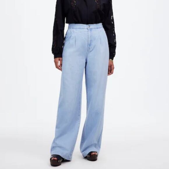 Madewell Curvy Harlow Wide Leg Airy Trouser Jeans Light Noll Wash Baggy 27 - Picture 1 of 12